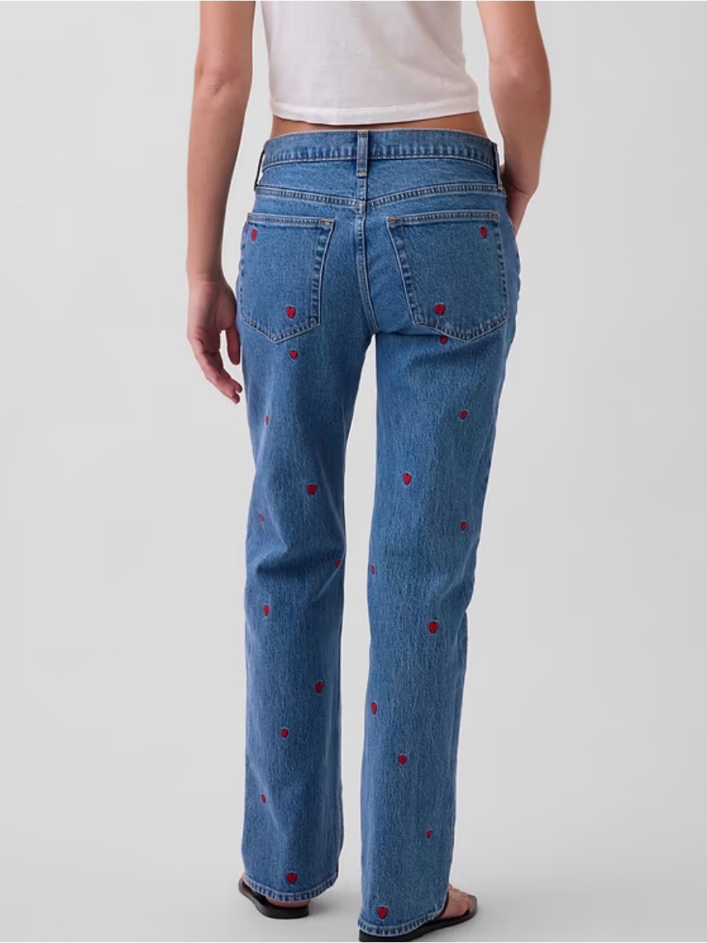 Gap Blue Straight Leg Heart Embroidered Jeans - Picture 5 of 6